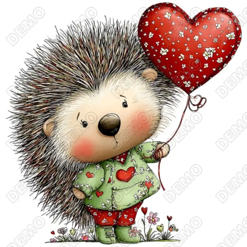 Valentines Hedgehog DTF  Iron on Transfer
