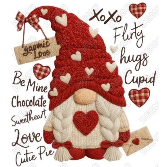 Valentines Love  Gnome DTF  Iron on Transfer N1