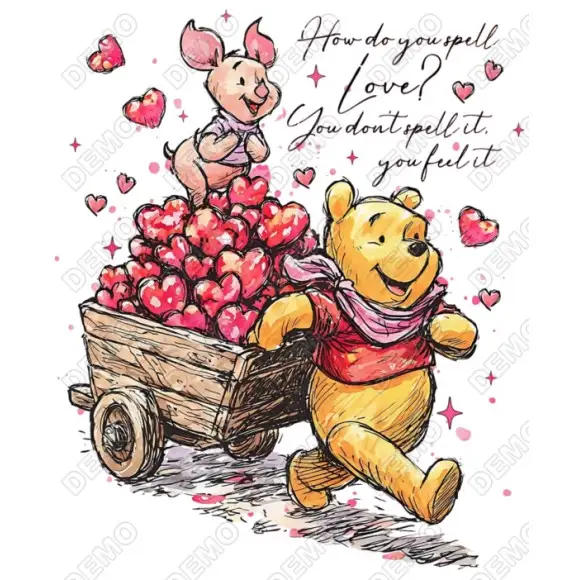 Valentines Pooh and Piglet  DTF Iron on Transfer
