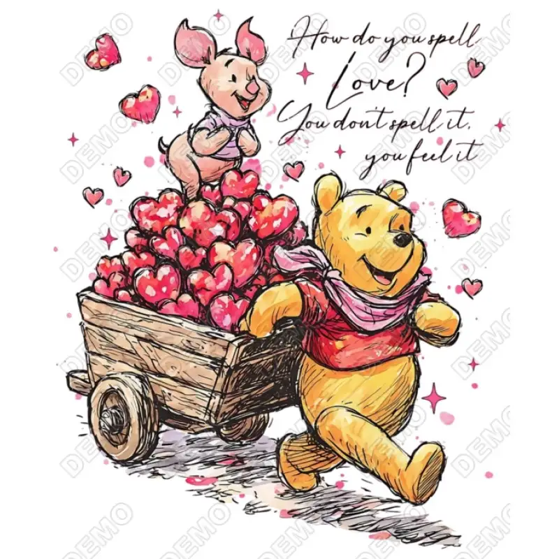 Valentines Pooh and Piglet  DTF Iron on Transfer