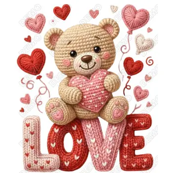 Valentines  Teddy Bear  DTF Iron on Transfer