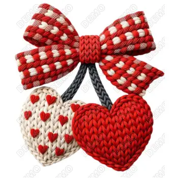 Valentines Yarn Hearts  DTF  Iron on Transfer 