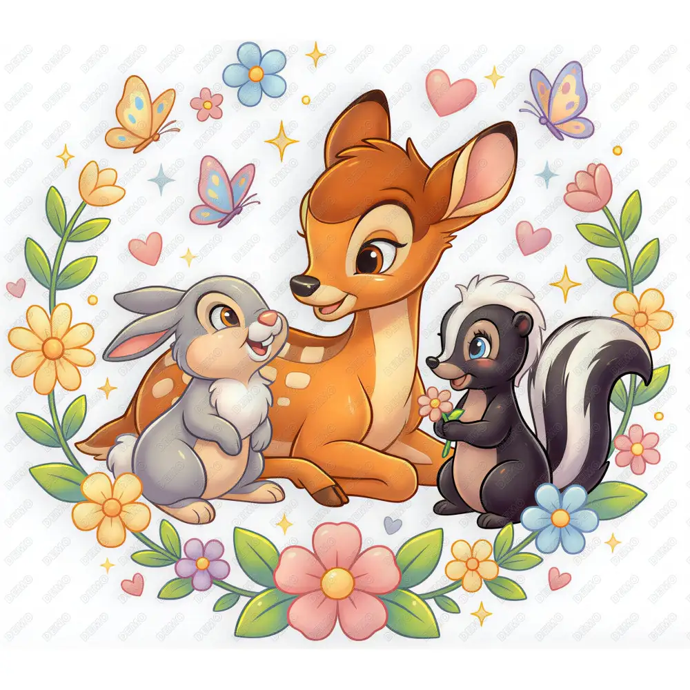 Bambi And Thumper  DTF Iron on Transfer