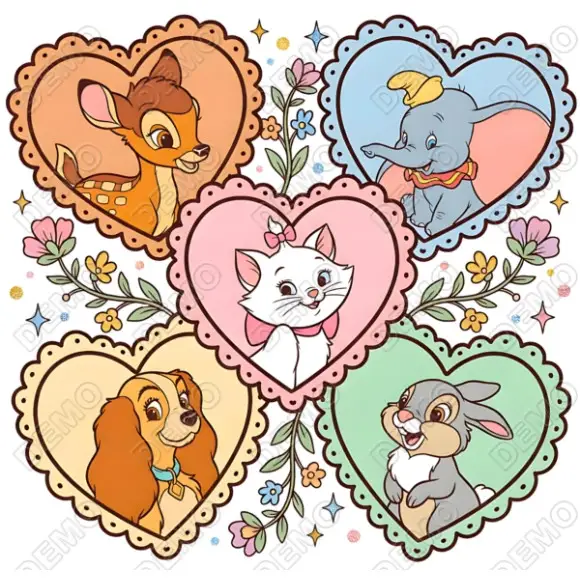 Bambi Dumbo Marie (from The Aristocats), Lady (from Lady and the Tramp), and Thumper  DTF  Shirt Iron on Transfer