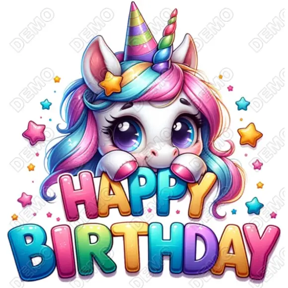 Birthday Unicorn DTF Iron on Transfer