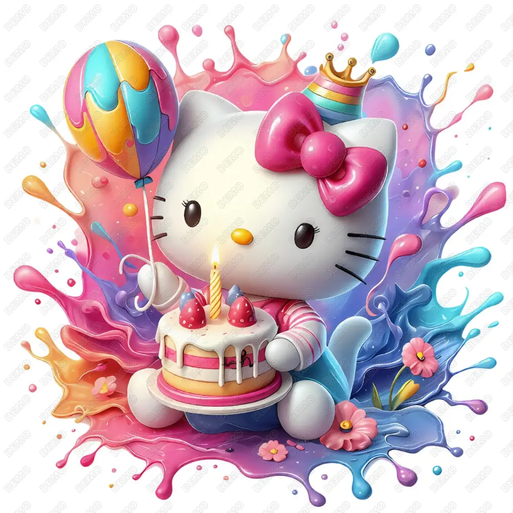Hello Kitty Happy Birthday  DTF Iron on Transfer  N6