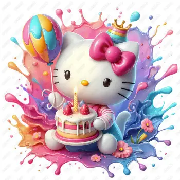 Hello Kitty Happy Birthday  DTF Iron on Transfer  N6