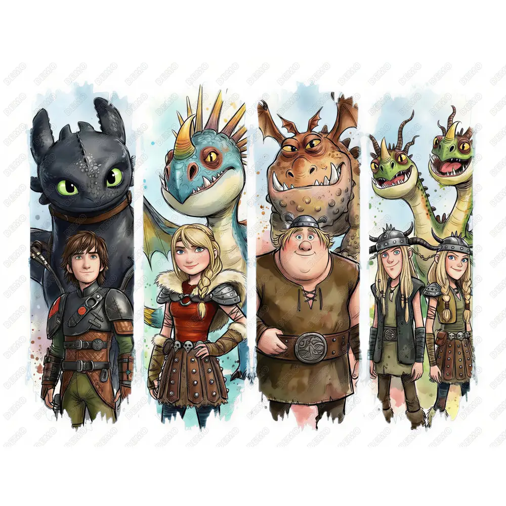 How to Train Your Dragon , Hiccup, Astrid, Fishlegs DTF Iron on Transfer