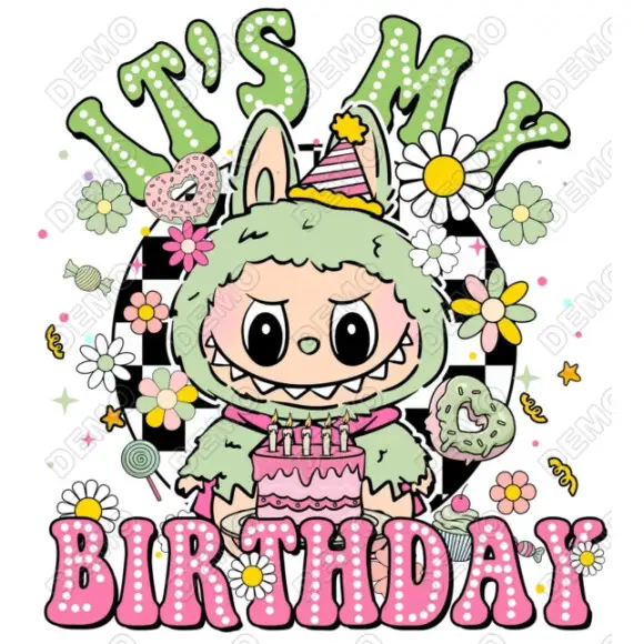 Labubu Birthday  DTF  Iron on Transfer  N1