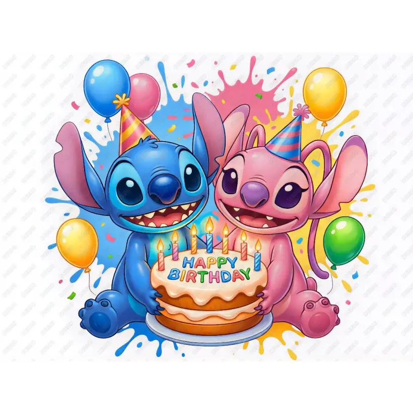 Lilo & Angel  Birthday DTF  Shirt Heat Iron on Transfer #2