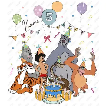 Mowgli, Baloo, Shere Khan  Birthday  DTF  Shirt Iron on Transfer
