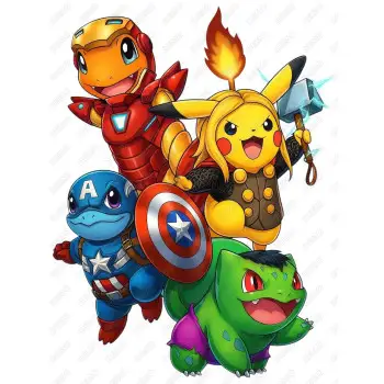 Pokemon Pokevengers DTF Iron on Transfer