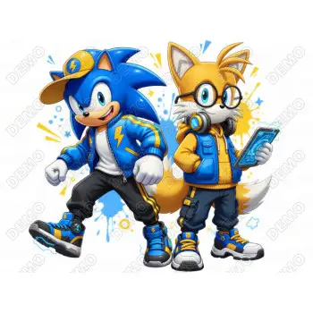 Sonic  and Tails DTF  Iron on Transfer 
