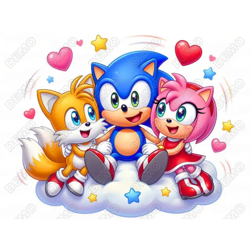 Sonic the Hedgehog, Tails, and Amy Rose  DTF  Iron on Transfer