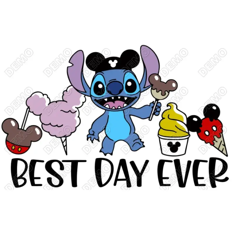 Stitch Best Day Ever   DTF  Shirt Iron on Transfer #1