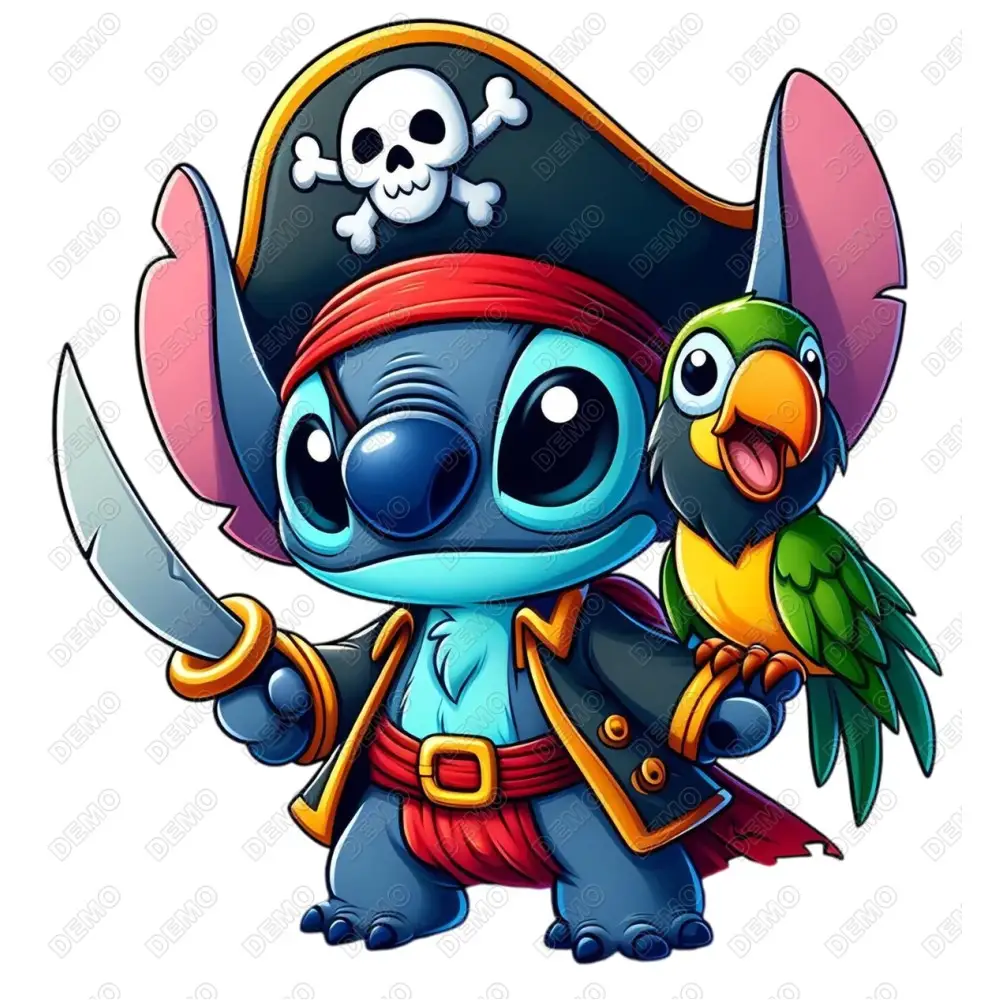 Stitch dressed as a pirate DTF Iron on Transfer