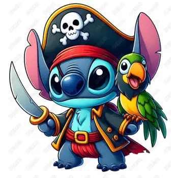 Stitch dressed as a pirate DTF Iron on Transfer