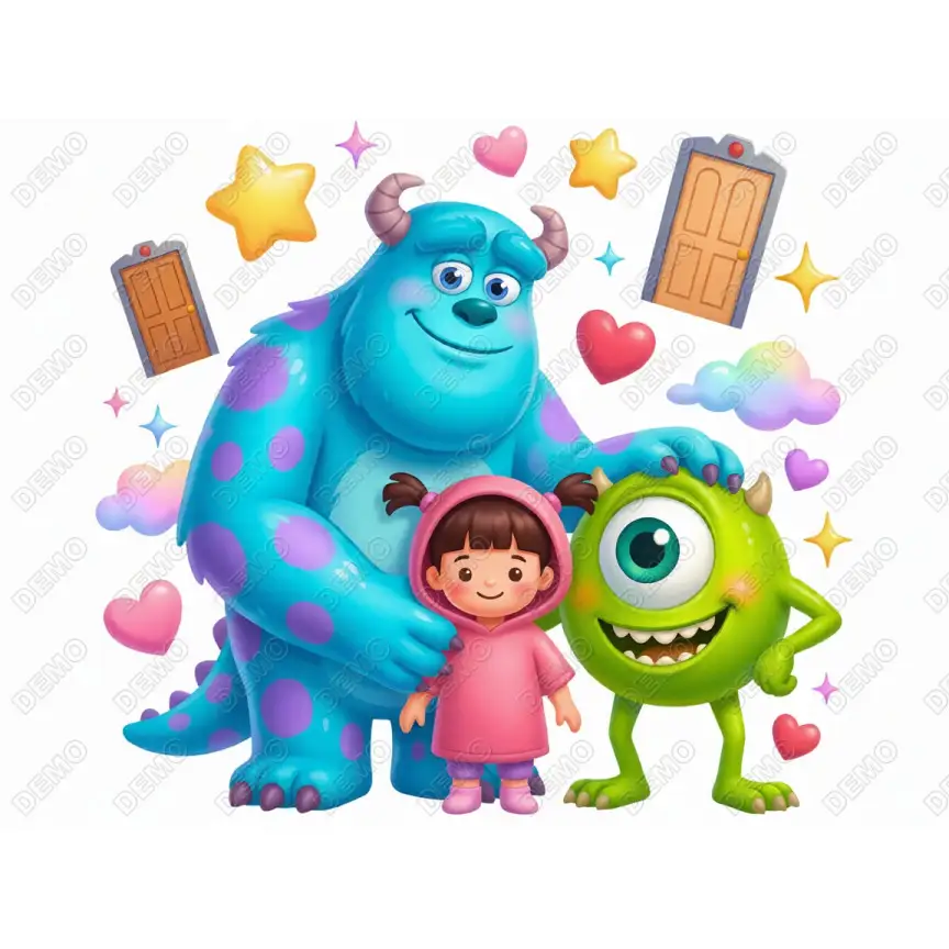 Sulley, Boo, and Mike Wazowski  Monsters  Inc. DTF  Iron on Transfer