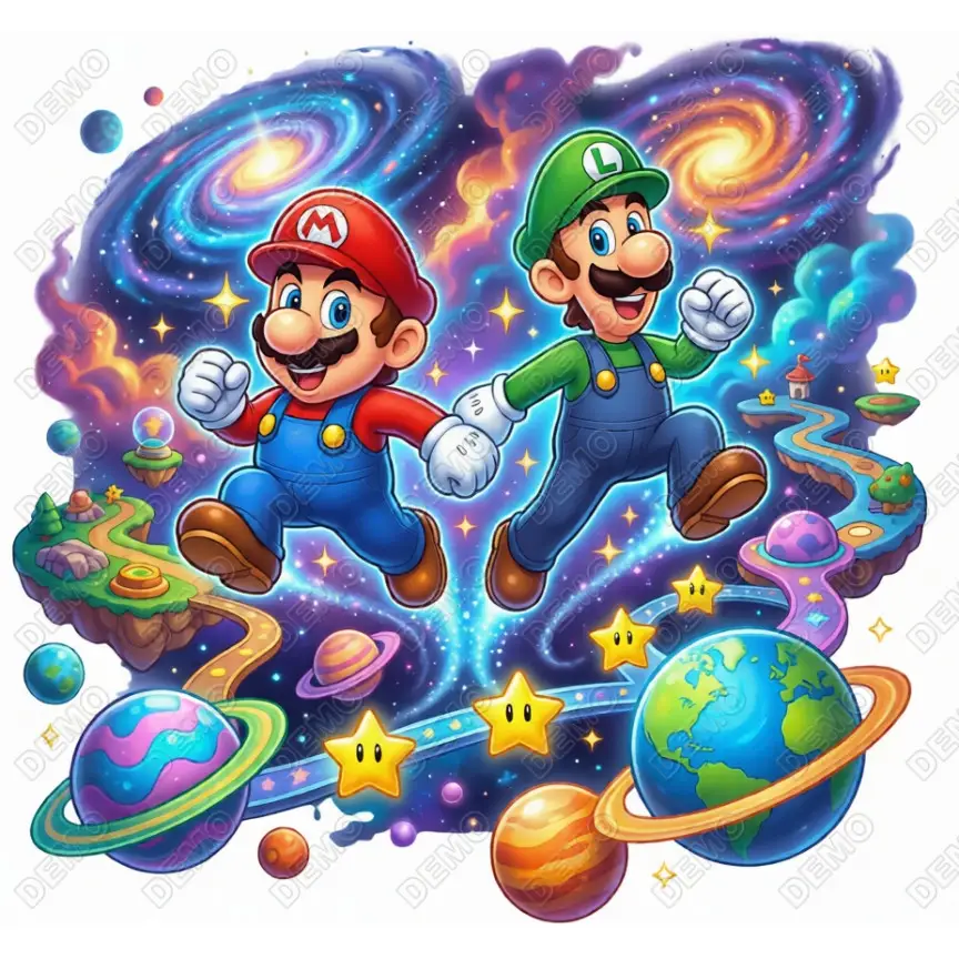 Super Mario Galaxy  DTF  Iron on Transfer