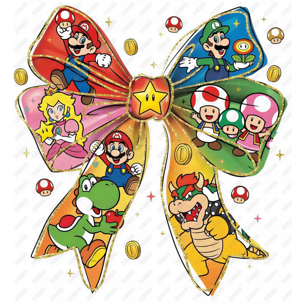 Super mario Bow  DTF Iron on Transfer