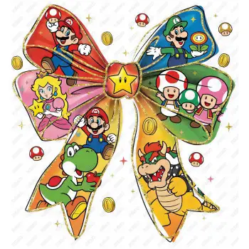 Super mario Bow  DTF Iron on Transfer