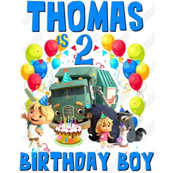 Trash Truck and Hank Birthday Custom DTF Shirt Iron on Transfer