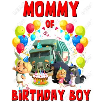 Trash Truck and Hank Family Member  Birthday DTF  Shirt Iron on Transfer