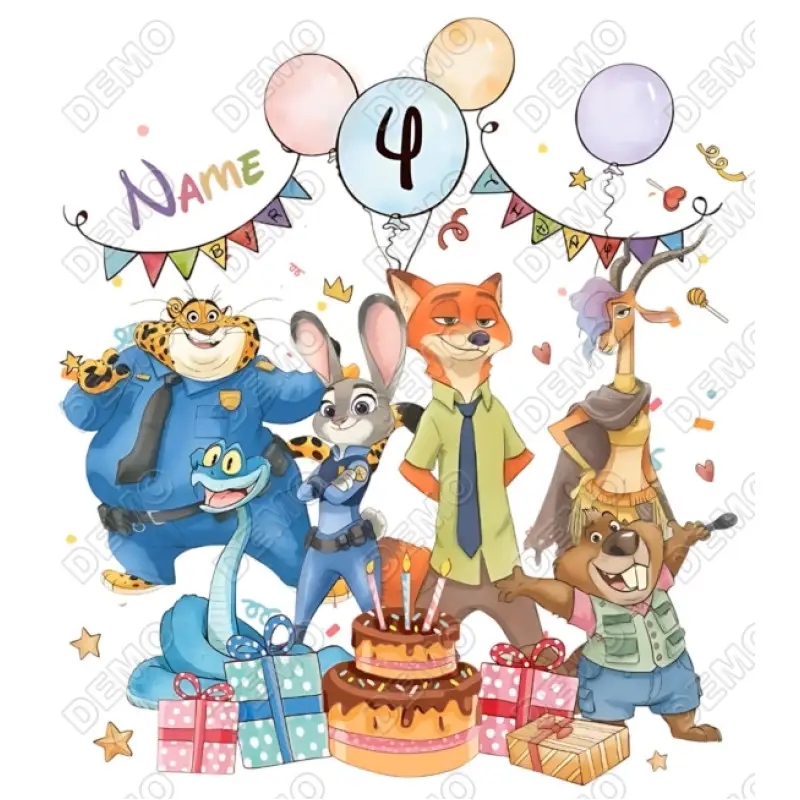 Zootopia  Birthday  DTF  Shirt Iron on Transfer