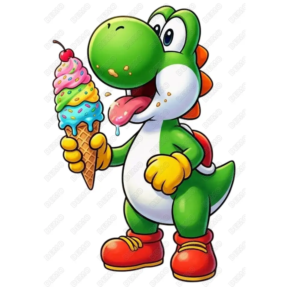 Yoshi holding  ice cream DTF Iron on Transfer