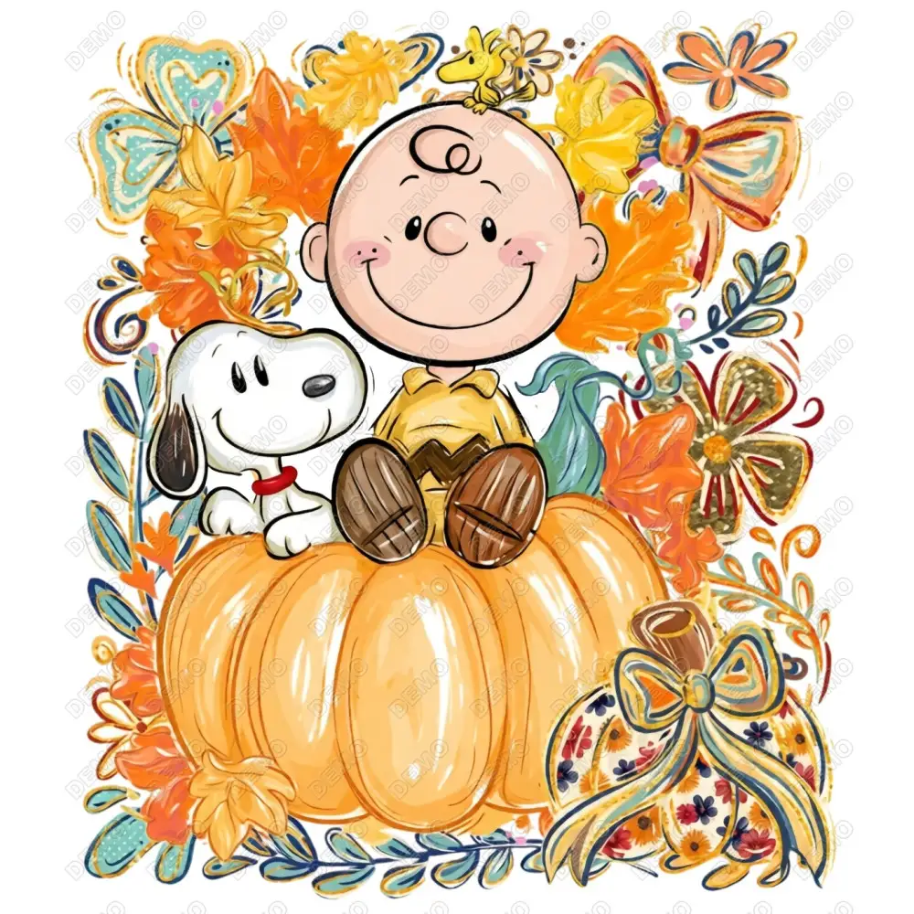 Charlie Brown and Snoopy Pampkin Fall Season DTF Iron on Transfer