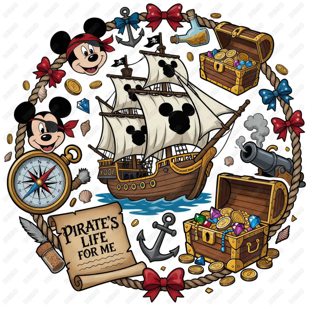 Disney Cruise Pirates Mickey Mouse DTF  Iron on Transfer