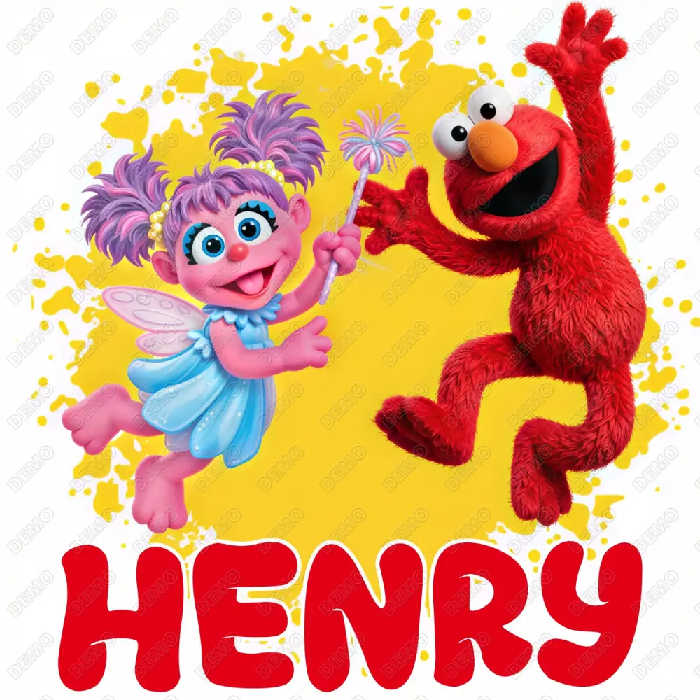 Elmo Abby Cadabby  Name Custom DTF  Shirt Iron on Transfer