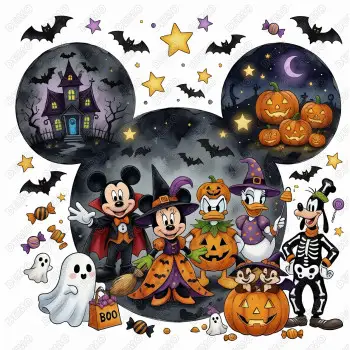 Halloween Disney  Mickey and Characters DTF  Shirt  Iron on Transfer