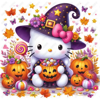 Halloween Hello Kitty DTF  Shirt Iron on Transfer N8