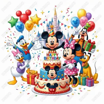 Happy Birthday Mickey  DTF Iron on Transfer