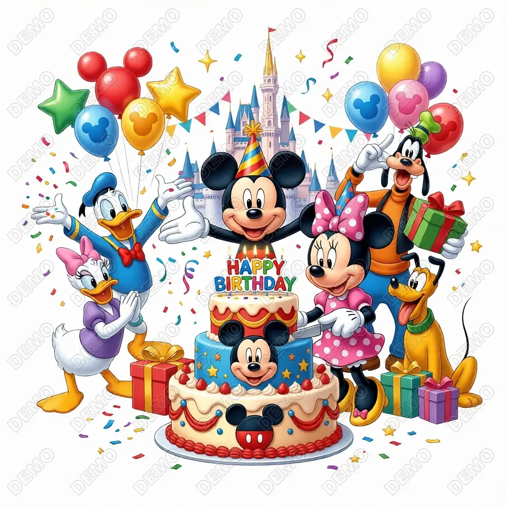 Happy Birthday Mickey  DTF Iron on Transfer