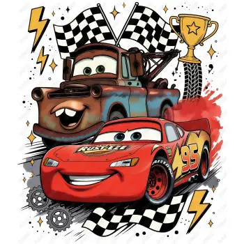Lightning McQueen and Tow Mater  Cars Disney DTF Iron on Transfer