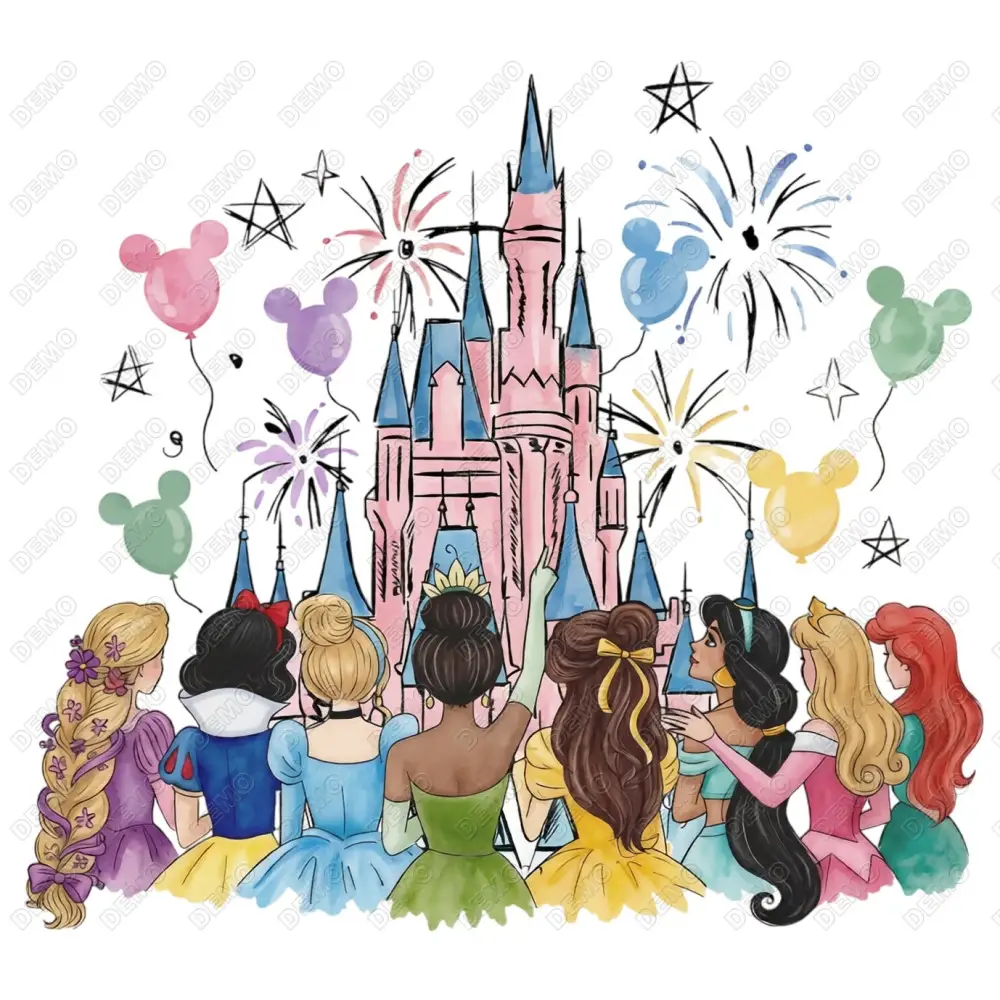 Magic Kingdom Princesses  DTF  Shirt  Iron on Transfer