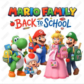 Mario Back to School DTF  Shirt Iron on Transfer