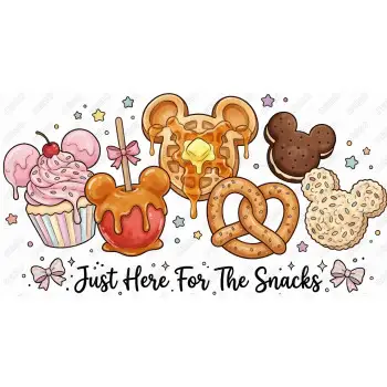 Mickey Pretzels Just Here for the Snacks DTF  Shirt Iron on Transfer