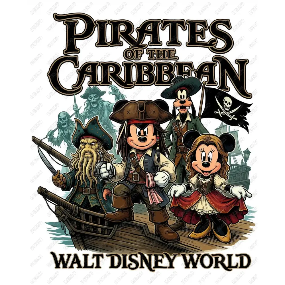 Pirates of the Caribbean Disney World Mickey Mouse  DTF  Iron on Transfer