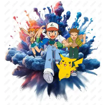 Pokemon Ash Ketchum and Pikachu  DTF  Iron on Transfer