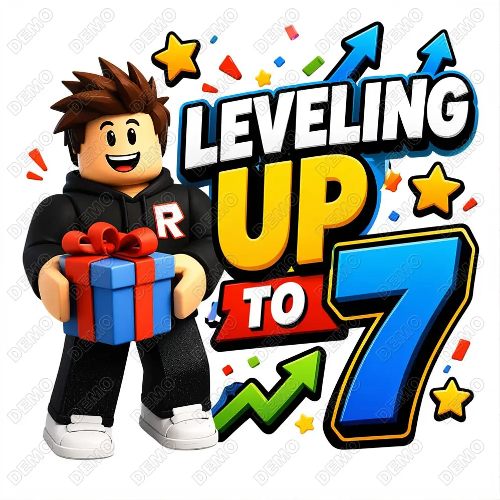 Roblox  Birthday Leveling Up to 7 DTF Heat Iron on Transfer