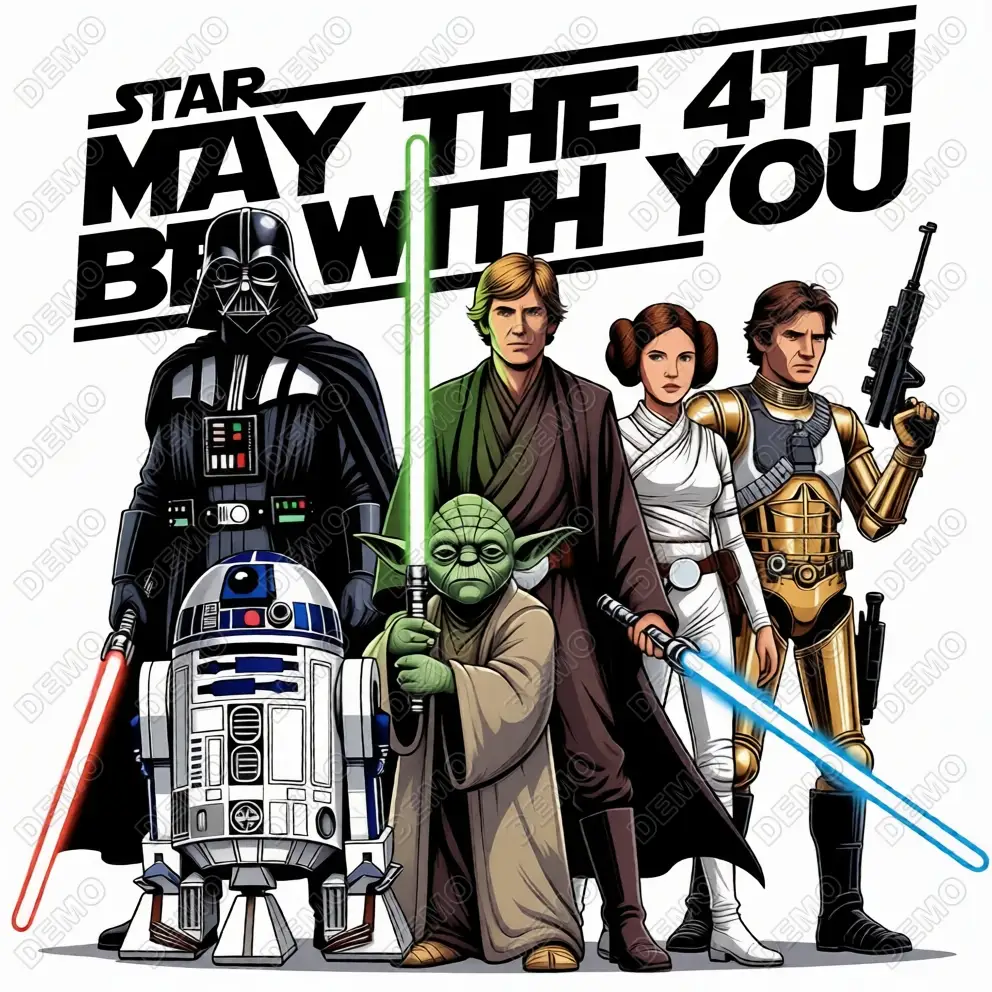 Star Wars Darth Vader, Luke Skywalker, Yoda, Princess Leia   DTF Shirt Iron on Transfer