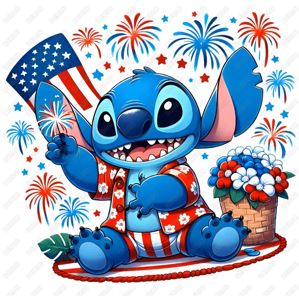 Stitch 4th July  Independence day  DTF  Iron on Transfer