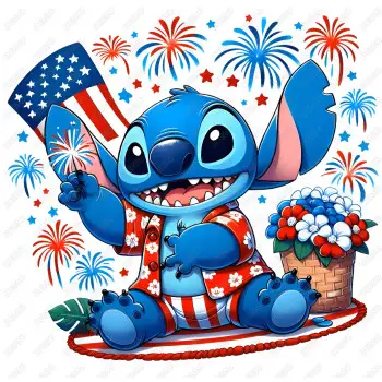 Stitch 4th July  Independence day  DTF  Iron on Transfer