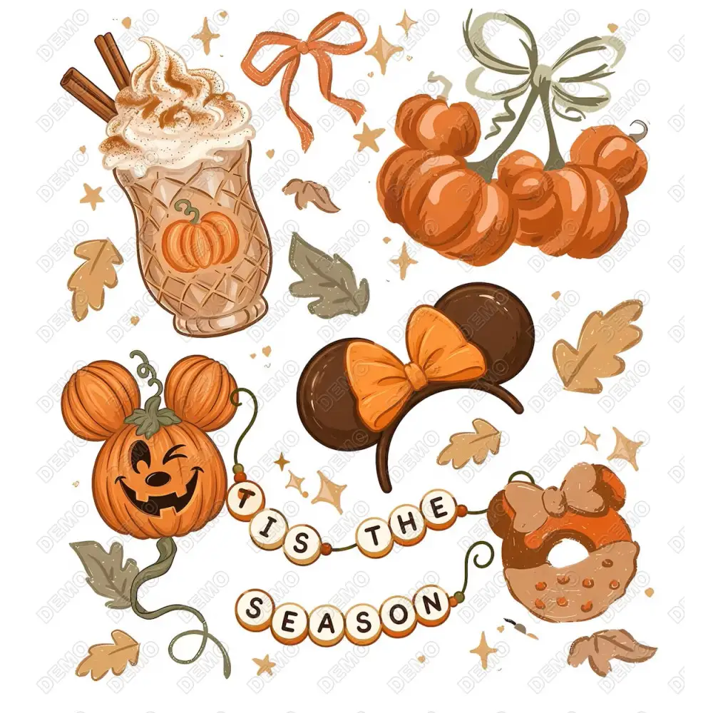 Tis The Season pumpkins DTF  Iron on Transfer