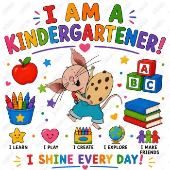 I am a Kindergartener Mouse Cookie DTF  Iron on Transfer