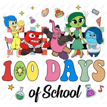 Inside Out 100 Days of School  DTF  Iron on Transfer