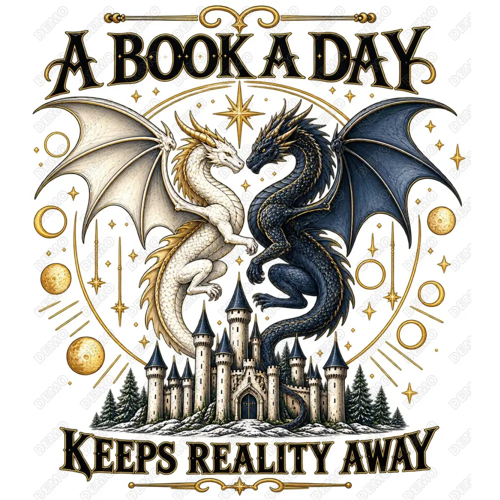A BOOK A DAY KEEPS REALITY AWAY  DTF Iron on Transfer